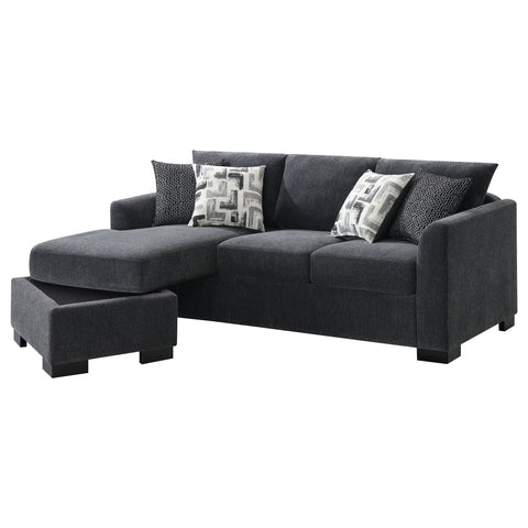 Biloxi Upholstered Sleeper Sectional Chaise Sofa Dark GreyDark Grey