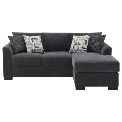 Deanna Upholstered Sleeper Sectional Chaise Sofa Dark Grey