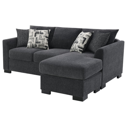 Deanna Upholstered Sleeper Sectional Chaise Sofa Dark Grey