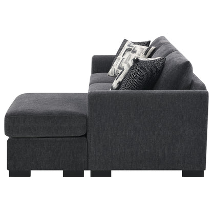 Deanna Upholstered Sleeper Sectional Chaise Sofa Dark Grey