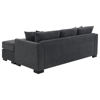 Deanna Upholstered Sleeper Sectional Chaise Sofa Dark Grey