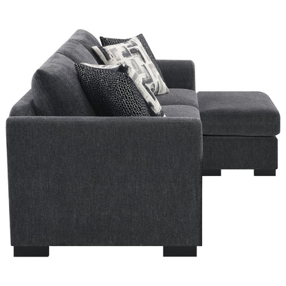 Deanna Upholstered Sleeper Sectional Chaise Sofa Dark Grey