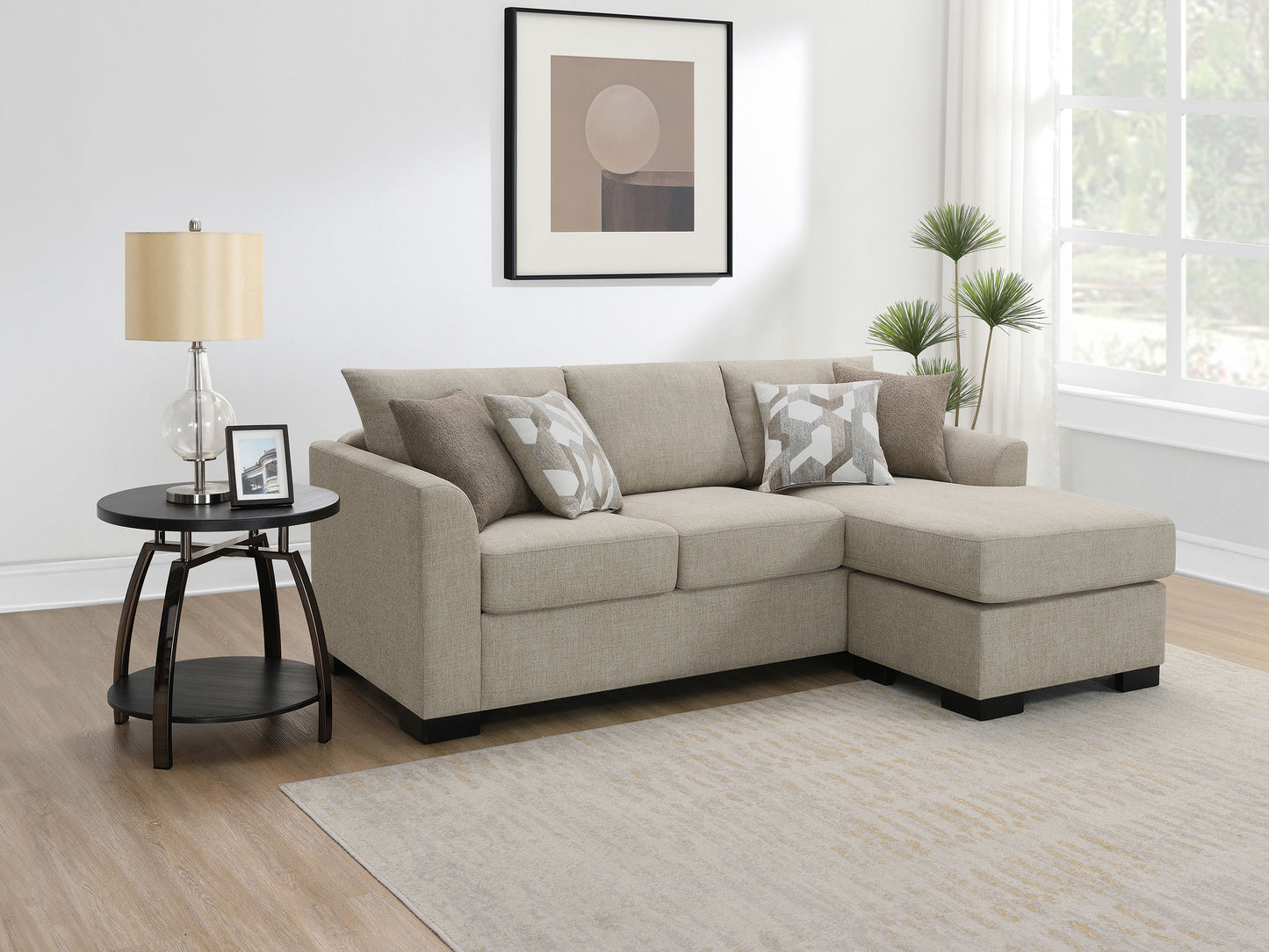 deanna upholstered sleeper sectional chaise sofa camel