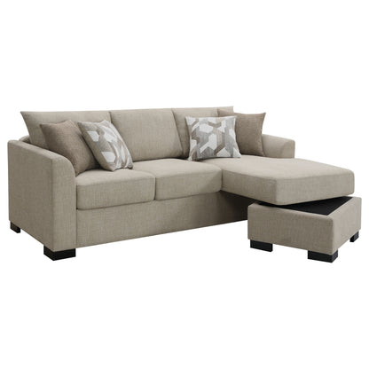 Deanna Upholstered Sleeper Sectional Chaise Sofa Camel