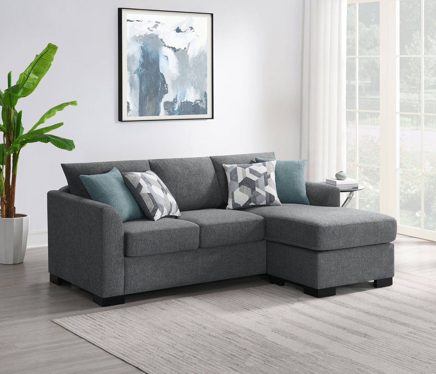 deanna upholstered sleeper sectional chaise sofa grey