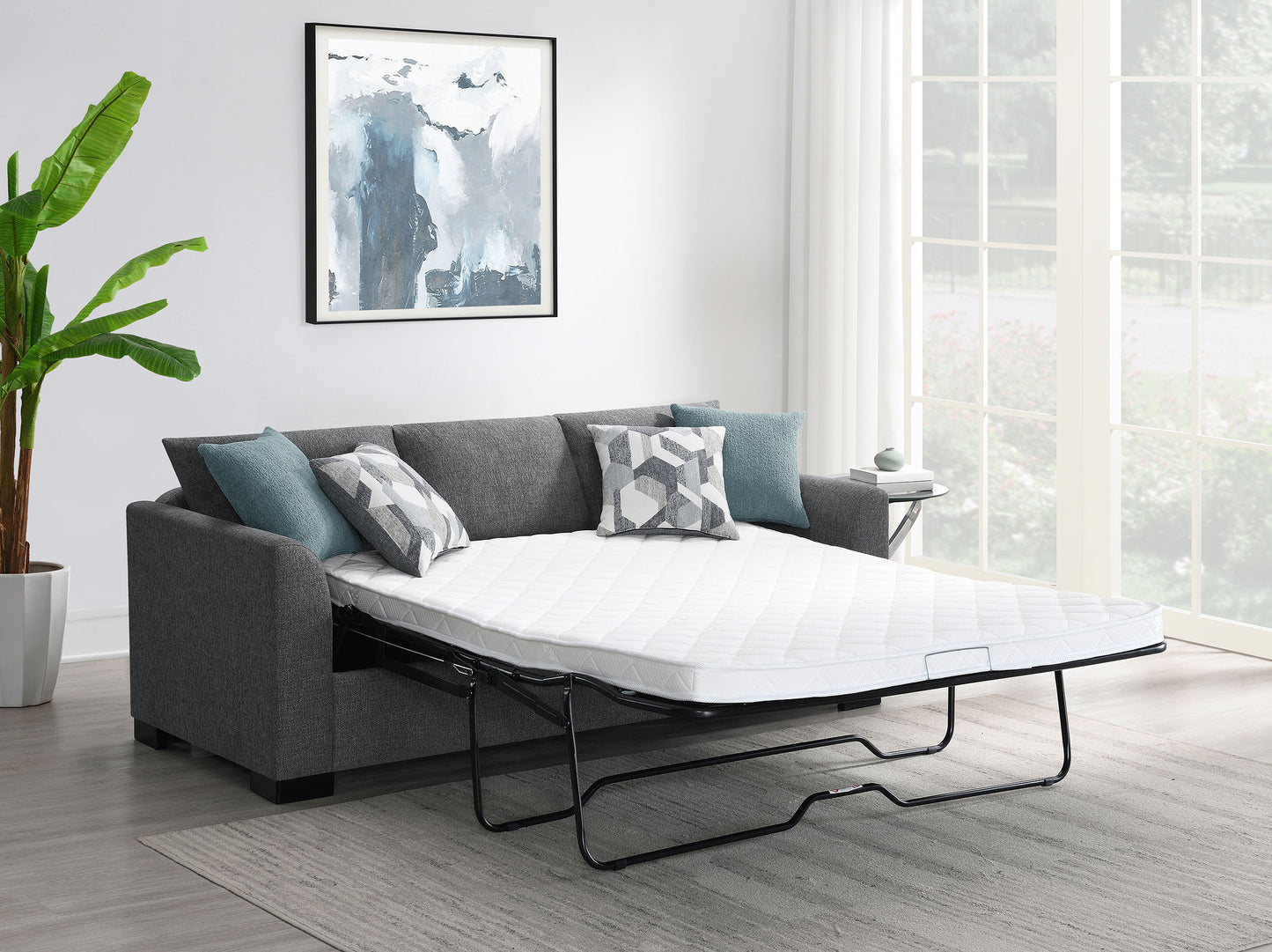 deanna upholstered sleeper sectional chaise sofa grey