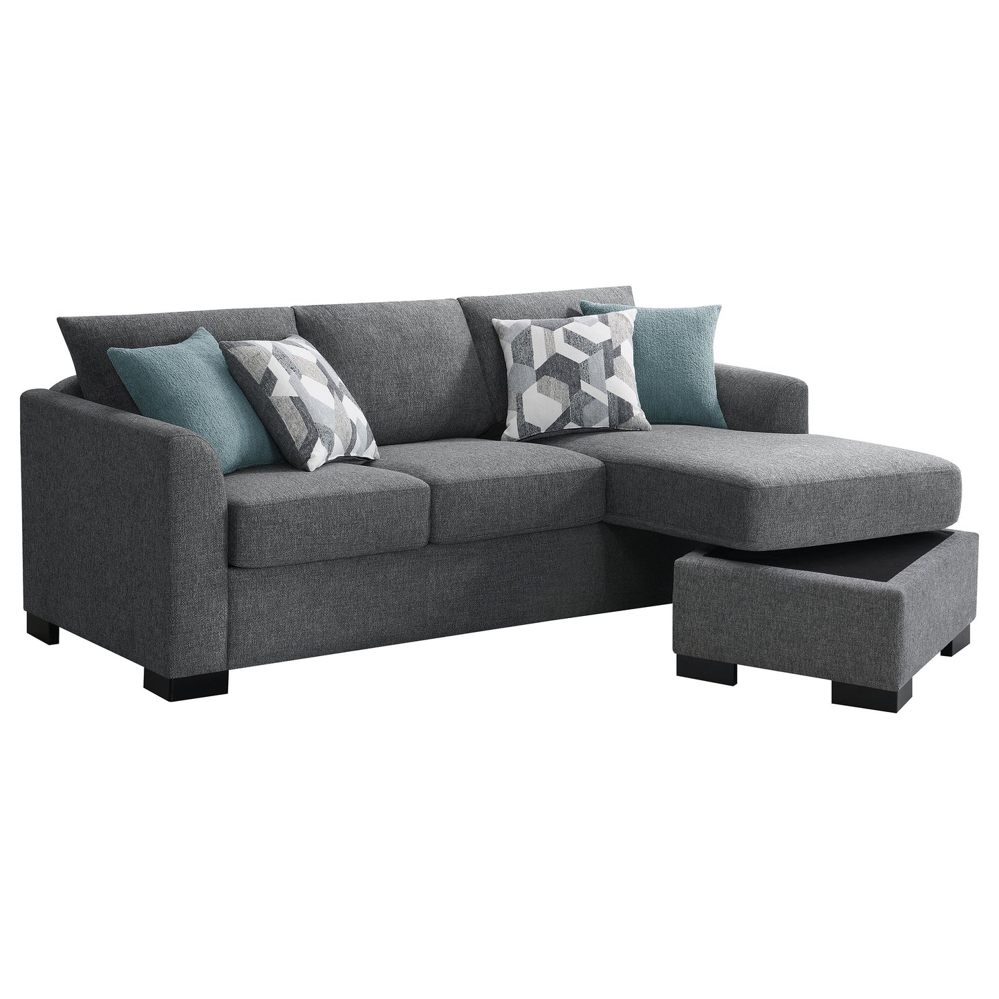 deanna upholstered sleeper sectional chaise sofa grey