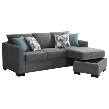 Deanna Upholstered Sleeper Sectional Chaise Sofa Grey