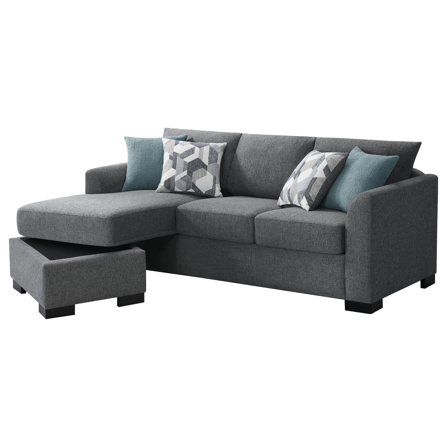 deanna upholstered sleeper sectional chaise sofa grey