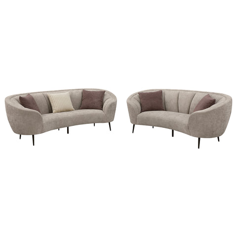 Ximena 2-piece Upholstered Curved Sofa Set BeigeBeige