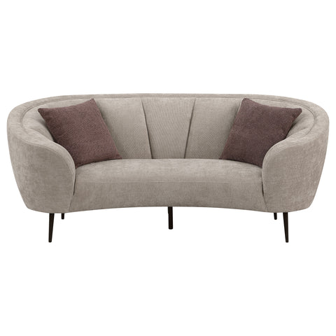Ximena Upholstered Channel Back Curved Loveseat BeigeBeige