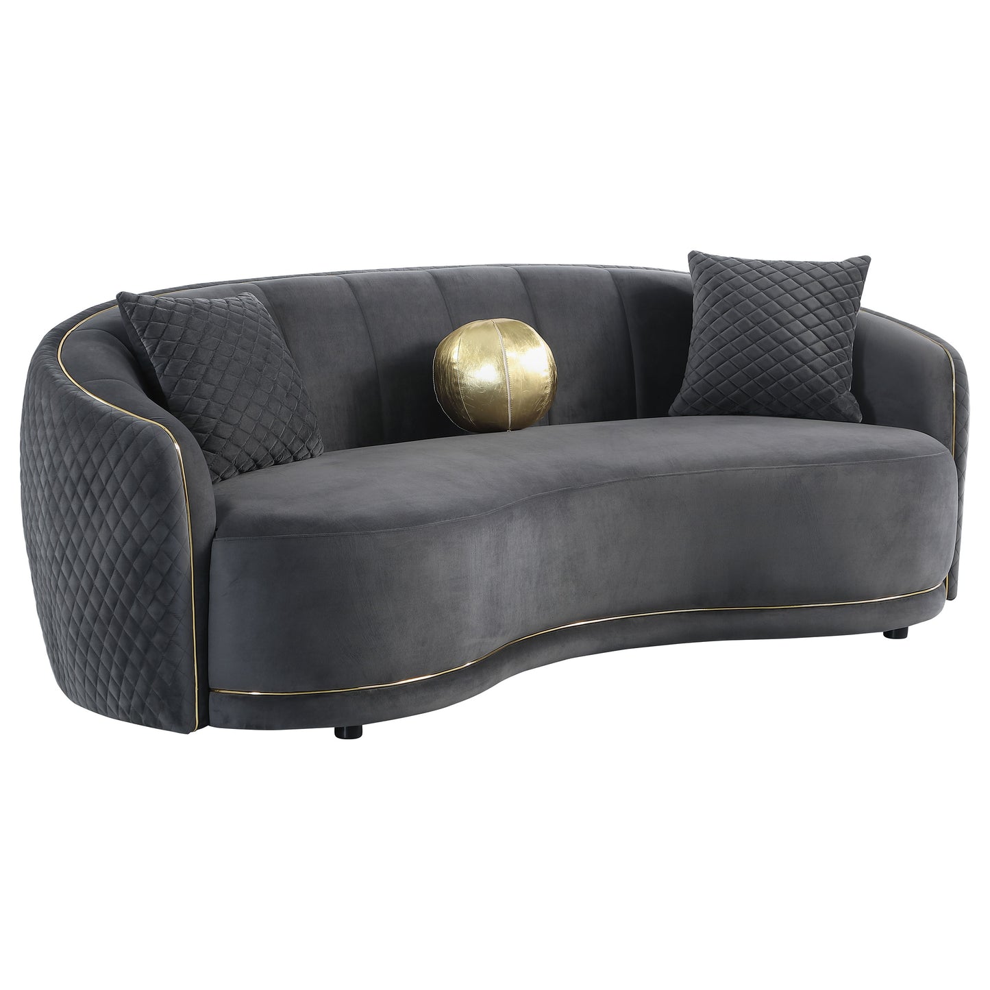 spring velvet upholstered curved sofa dark greydark grey