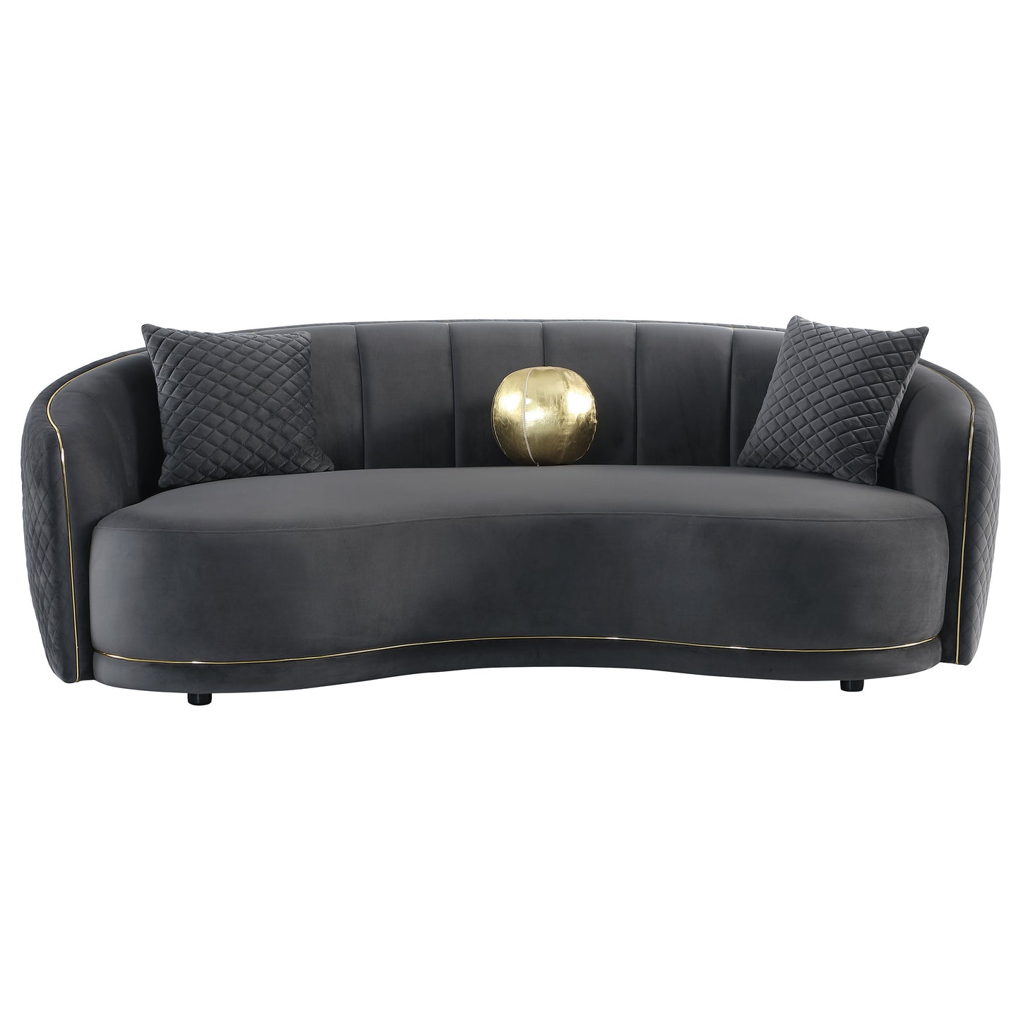 spring velvet upholstered curved sofa dark greydark grey