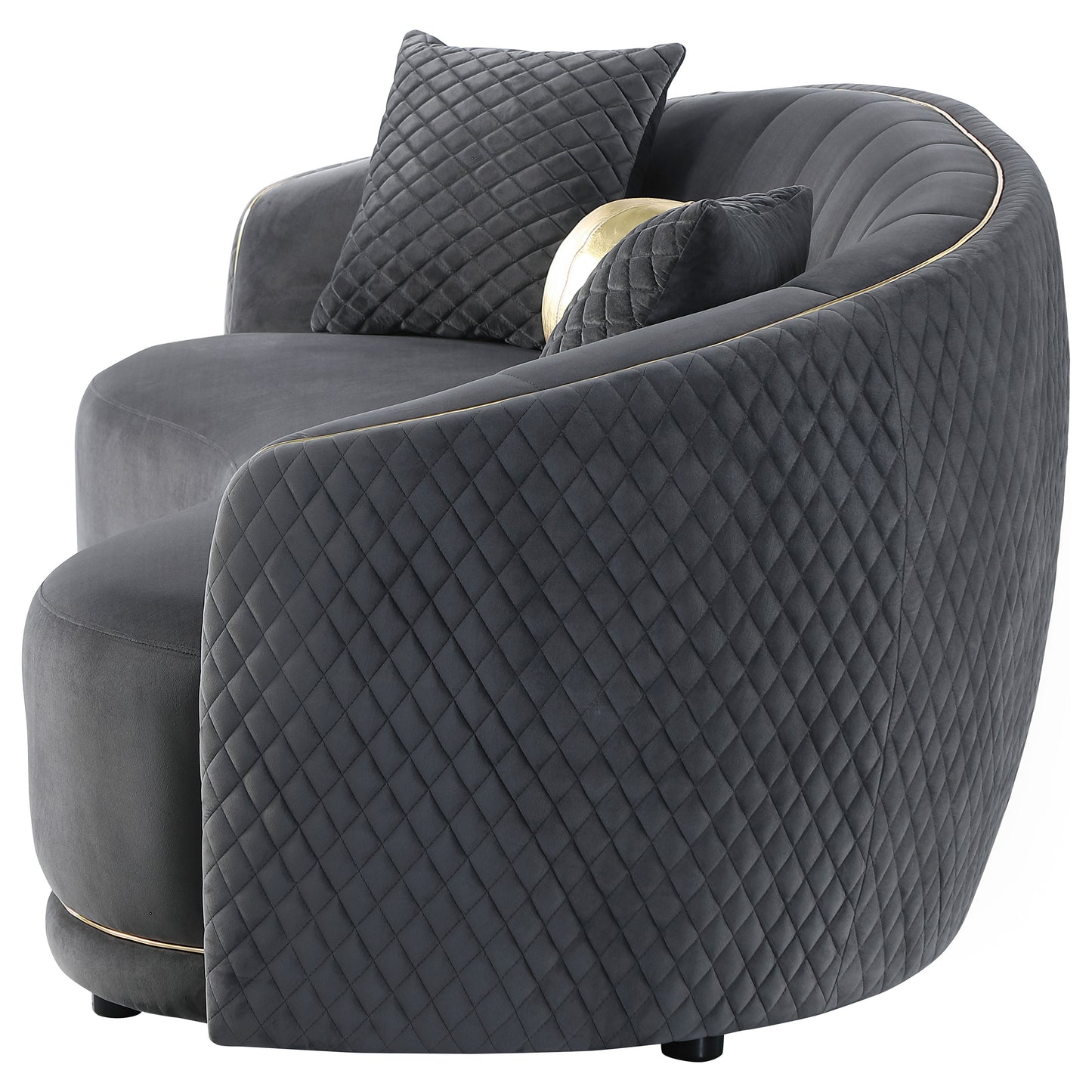 spring velvet upholstered curved sofa dark greydark grey