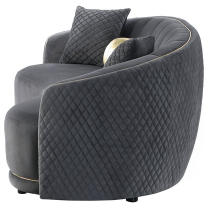 Spring Velvet Upholstered Curved Sofa Dark GreyDark Grey