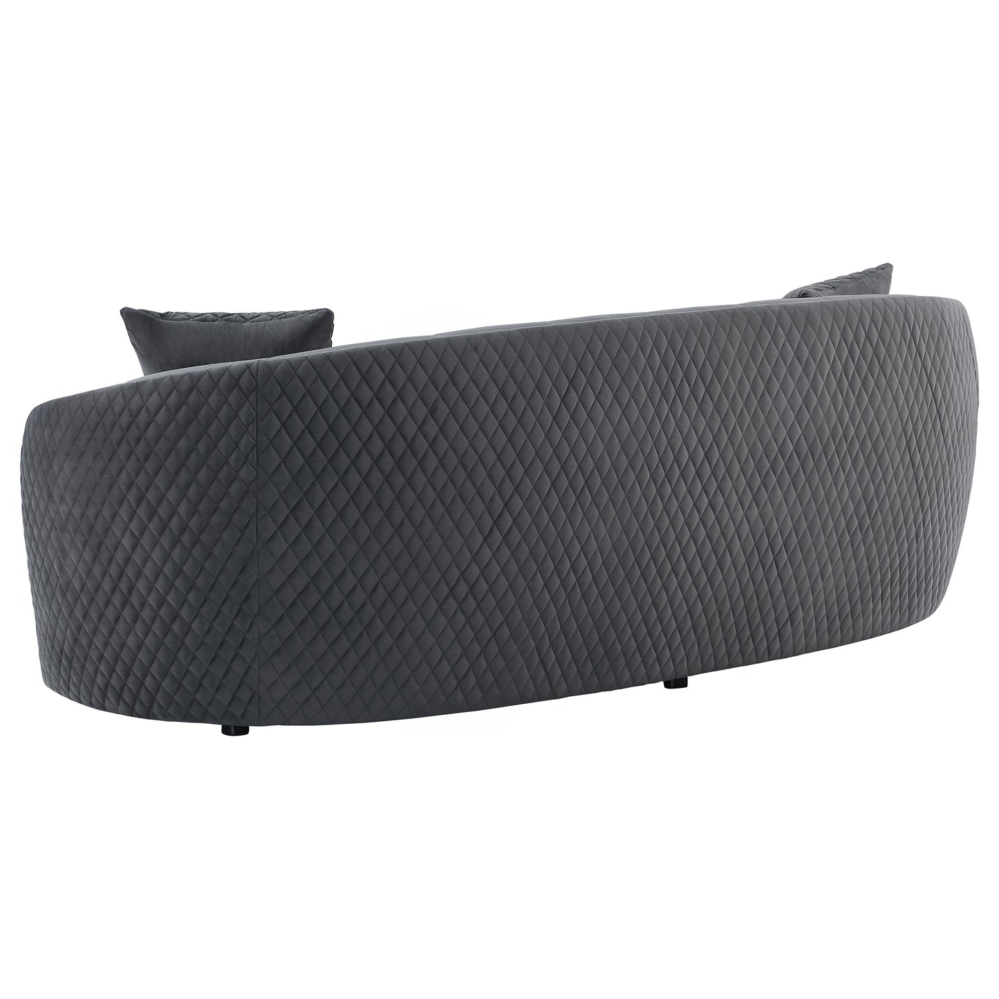 spring velvet upholstered curved sofa dark greydark grey