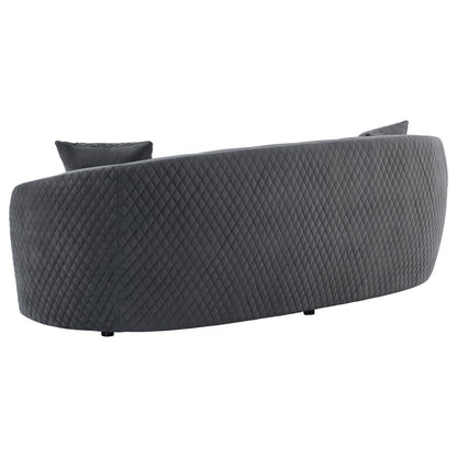 Spring Velvet Upholstered Curved Sofa Dark GreyDark Grey