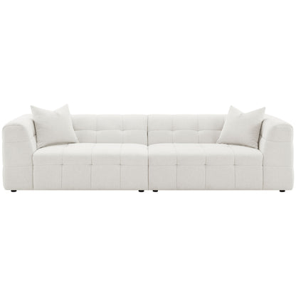 Pippin Boucle Upholstered Extra Long Sofa Off WhiteOff White