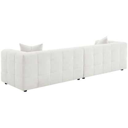 Pippin Boucle Upholstered Extra Long Sofa Off WhiteOff White