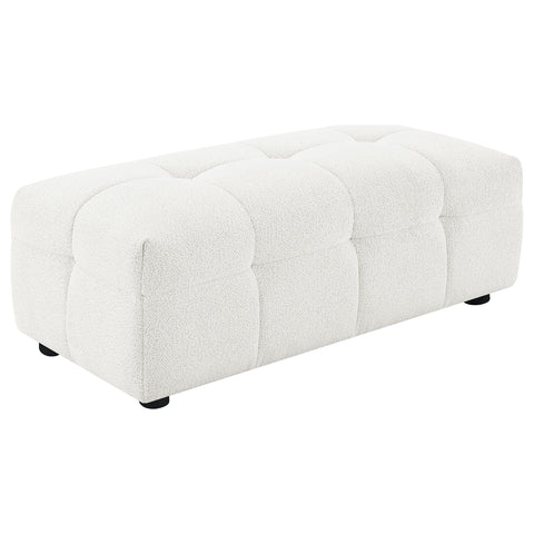 Pippin Boucle Upholstered Rectangular Ottoman Off WhiteOff White