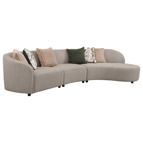 Cory 3-piece Upholstered Sectional Sofa GreigeGreige