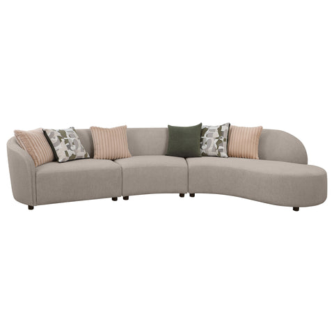 Cory 3-piece Upholstered Sectional Sofa GreigeGreige