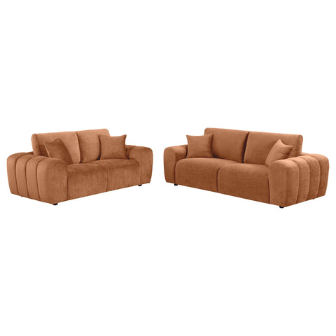 Elysia 2-piece Chenille Upholstered Sofa Set Burnt Orange