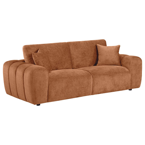 Elysia Chenille Upholstered Wide Arm Sofa Burnt Orange