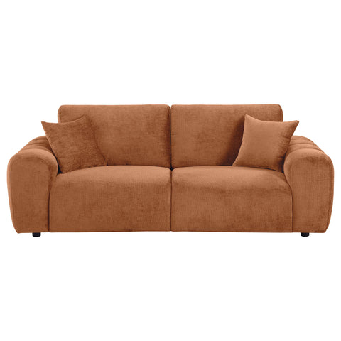 Elysia Chenille Upholstered Wide Arm Sofa Burnt Orange