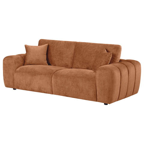 Elysia Chenille Upholstered Wide Arm Sofa Burnt Orange