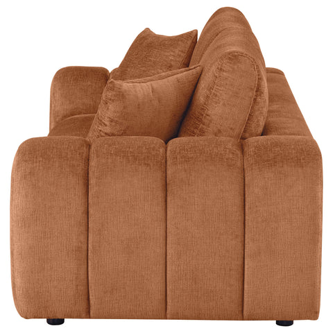 Elysia Chenille Upholstered Wide Arm Sofa Burnt Orange