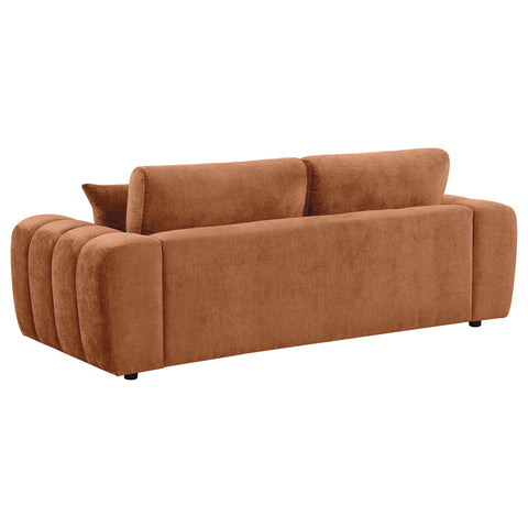 Elysia Chenille Upholstered Wide Arm Sofa Burnt Orange
