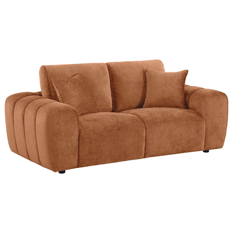 Elysia Chenille Upholstered Wide Arm Loveseat Burnt Orange