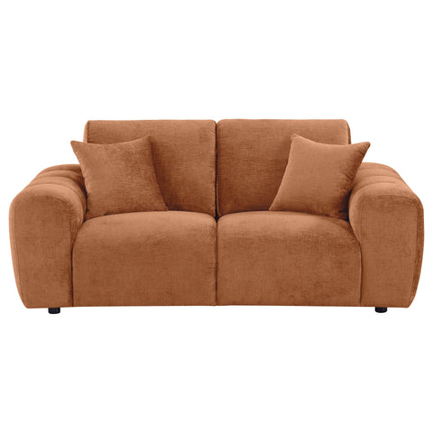 Elysia Chenille Upholstered Wide Arm Loveseat Burnt Orange