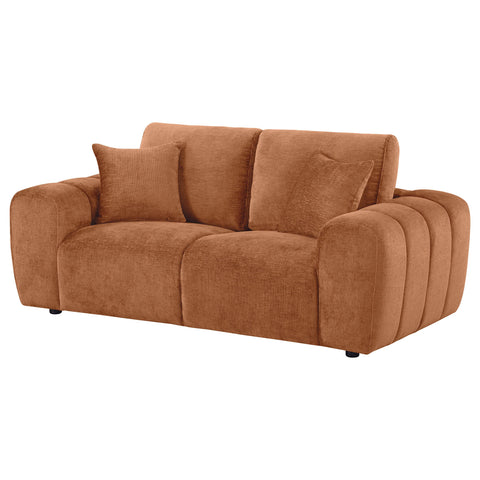 Elysia Chenille Upholstered Wide Arm Loveseat Burnt Orange