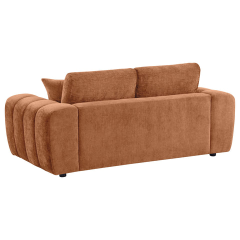Elysia Chenille Upholstered Wide Arm Loveseat Burnt Orange
