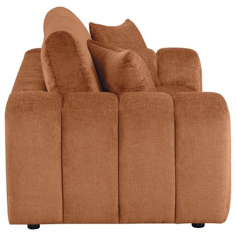 Elysia Chenille Upholstered Wide Arm Loveseat Burnt Orange