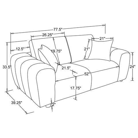 Elysia Chenille Upholstered Wide Arm Loveseat Burnt Orange