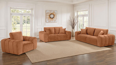 Elysia Chenille Upholstered Wide Arm Loveseat Burnt Orange