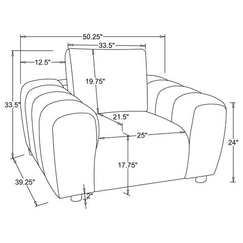 Elysia 3-piece Chenille Upholstered Sofa Set Ivory