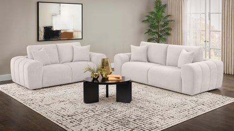 Elysia Chenille Upholstered Wide Arm Sofa Ivory