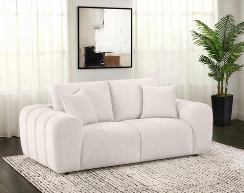 Elysia Chenille Upholstered Wide Arm Loveseat Ivory