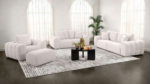 Elysia Chenille Upholstered Ottoman Ivory
