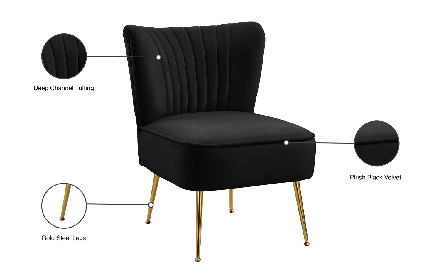 aurora black velvet accent chair black