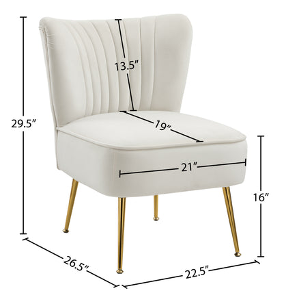 Aurora Cream Velvet Accent Chair Cream