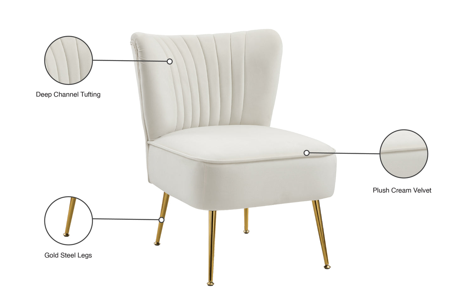 aurora cream velvet accent chair cream