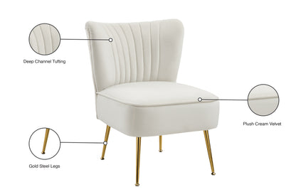 Aurora Cream Velvet Accent Chair Cream