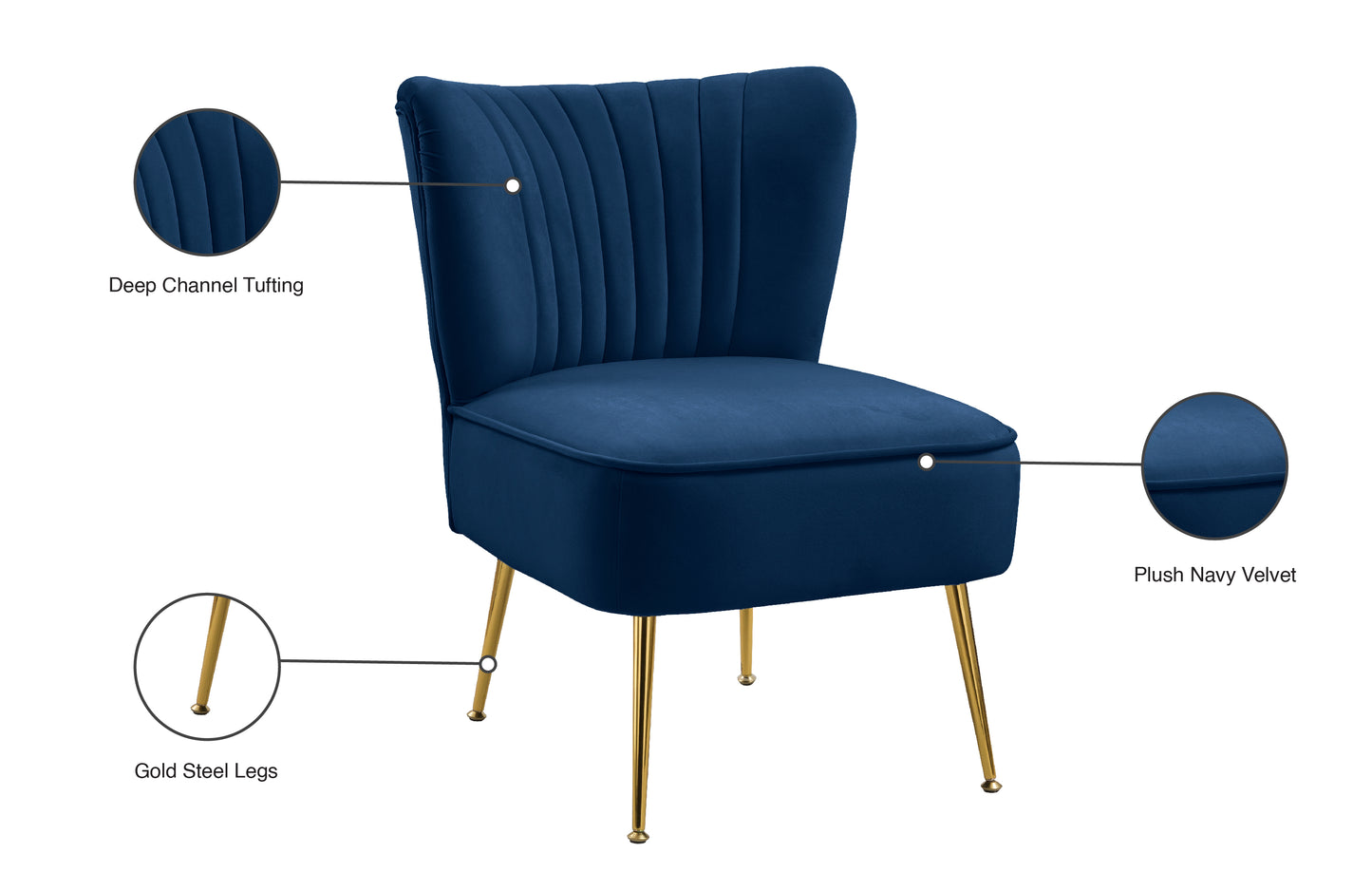 aurora navy velvet accent chair navy