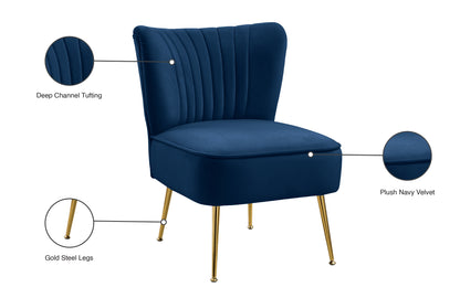 Aurora Navy Velvet Accent Chair Navy