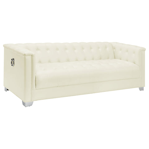 Charlotte 3-piece Upholstered Track Arm Sofa Set Pearl WhitePearl White